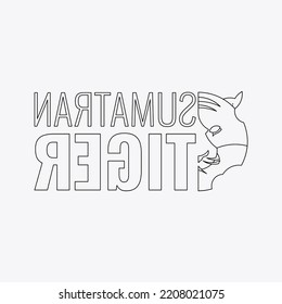 Logo de la cabeza del tigre de Sumatra en boceto de contorno. Editable y adecuado para muchos fines, como el libro de colorear, etc.