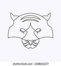 Logo de la cabeza del tigre de Sumatra en boceto de contorno. Editable y adecuado para muchos fines, como el libro de colorear, etc.