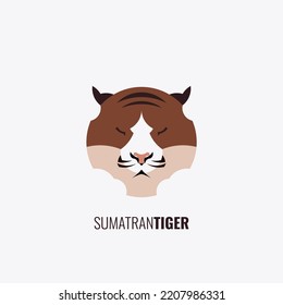 Sumatran Tiger Head logo in trendy design style. Editable and suitable for product or company brand icon templates.
