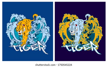 Sumatran tiger illustration design for sukajan is mean japan traditional cloth or t-shirt with digital hand drawn Embroidery Men T-shirts Summer Casual Short Sleeve Hip Hop T Shirt Streetwear