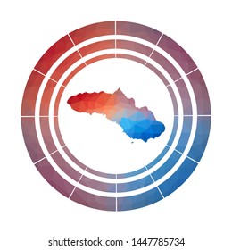 Sumba badge. Bright gradient logo of island in low poly style. Multicolored Sumba rounded sign with map in geometric style for infographics.
