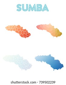 Sumba geometric polygonal, mosaic style island maps collection. Modern design for your infographics or presentation.