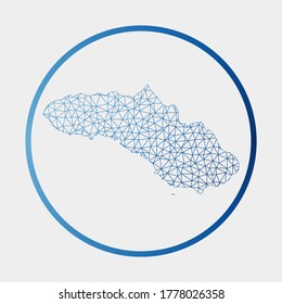 Sumba icon. Network map of the island. Round Sumba sign with gradient ring. Technology, internet, network, telecommunication concept. Vector illustration.