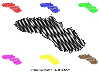 Sumba island (Republic of Indonesia, South East Asia, Lesser Sunda Islands) map vector illustration, scribble sketch Sumba map