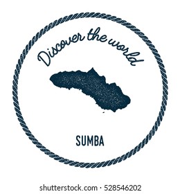 Sumba map in vintage discover the world rubber stamp. Hipster style nautical postage Sumba stamp, with round rope border. Sumba map vector illustration.