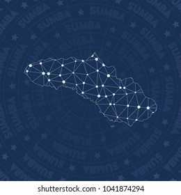 Sumba network style island map. Optimal space style, modern design for infographics or presentation.