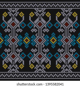 Sumba Sweater Texture, Indonesia Traditional Pattern. Seamless Knitting Pattern Color