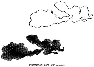 Sumbawa island (Republic of Indonesia, Lesser Sunda Islands, South East Asia) map vector illustration, scribble sketch Sumbawa map