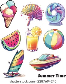 Sumer Time Funny and Colorful Icons