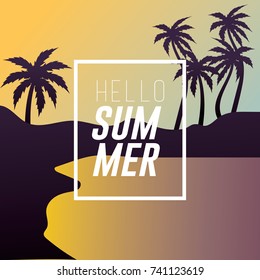 sumer vacation in the island with palm trees