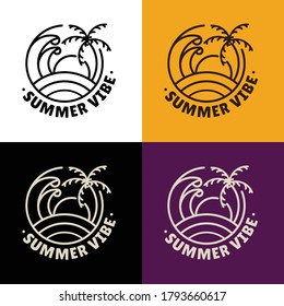 Sumer Vibe Icon/Label/Badge of Beach in Summer (Suited for your sumer theme project or badge on T-Shirt)