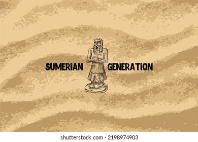 Sumerian decorative vector illustration. traditional ethnic ornament