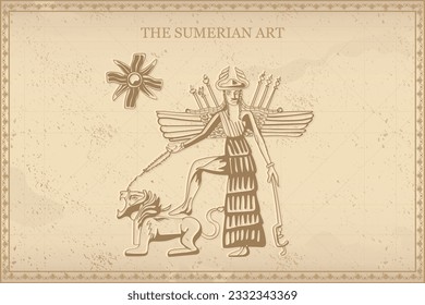 Sumerian decorative vector illustration. traditional ethnic ornament	