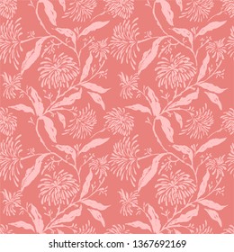 sumi e style floral seamless vector pattern design for fabric and wallpaper