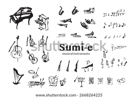 Sumi-e: A set of hand-drawn vector illustrations of musical instruments in loose sumi-e style.