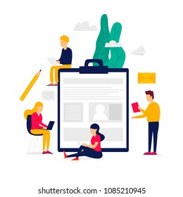 Summary, Application Form For Employment, Recruitment Agency, Job Search. Flat Illustration Isolated On White Background.