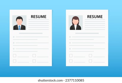 Summary. Application for resume. Personnel selection. Search for professional personnel. Analysis of personnel resumes. Resume form. Personnel selection. Employment concept. Vector illustration