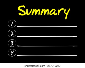 SUMMARY blank list, business concept