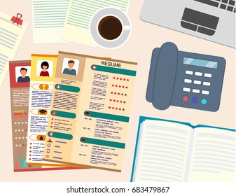 Summary. Candidate. Job search. Recruiting for the vacant position. Vector illustration.