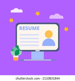 Summary. Human resource management and hiring concept. Job interviews, recruitment agencies. Vector Illustrations.
