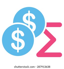 Summary icon from Business Bicolor Set. This flat vector symbol uses pink and blue colors, rounded angles, and isolated on a white background.