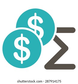 Summary icon from Business Bicolor Set. This flat vector symbol uses grey and cyan colors, rounded angles, and isolated on a white background.