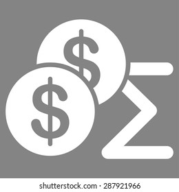 Summary icon from Business Bicolor Set. This flat vector symbol uses white color, rounded angles, and isolated on a gray background.