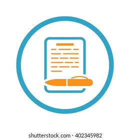 Summary Icon. Business Concept. Flat Design. Isolated Illustration. Long Shadow.