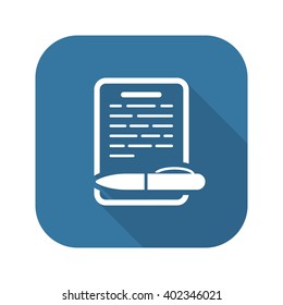 Summary Icon. Business Concept. Flat Design. Isolated Illustration. Long Shadow.