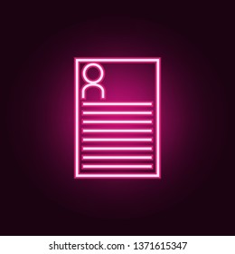 summary icon. Elements of Web in neon style icons. Simple icon for websites, web design, mobile app, info graphics