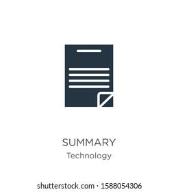 Summary icon vector. Trendy flat summary icon from technology collection isolated on white background. Vector illustration can be used for web and mobile graphic design, logo, eps10