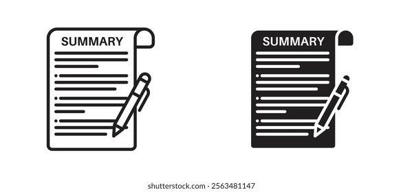 Summary icons in outline and fill. vector illustration for ui.