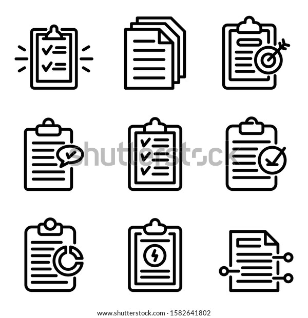 Summary Icons Set Outline Set Summary Stock Vector (Royalty Free ...