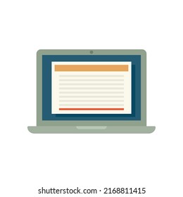 Summary laptop icon. Flat illustration of summary laptop vector icon isolated on white background