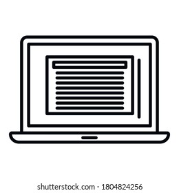 Summary laptop icon. Outline summary laptop vector icon for web design isolated on white background