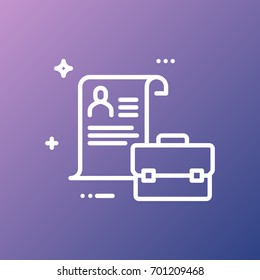 Summary and portfolio, Job interview, Employee Portfolio, Portfolio and Document vector icon on a gradient background