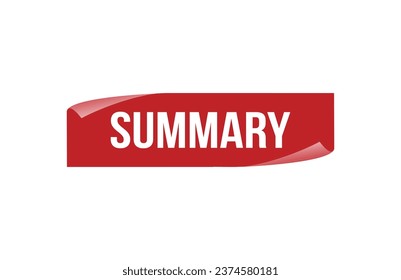 Summary red ribbon label banner. Open available now sign or Summary tag.