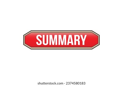 Summary red ribbon label banner. Open available now sign or Summary tag.