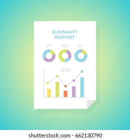 Summary report concept.  Research chart, calculation. Vector, illustration, flat