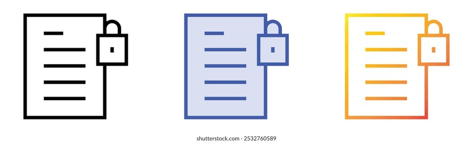 summary secret icon. Linear, Blue Fill and Gradient Style Design Isolated On White Background