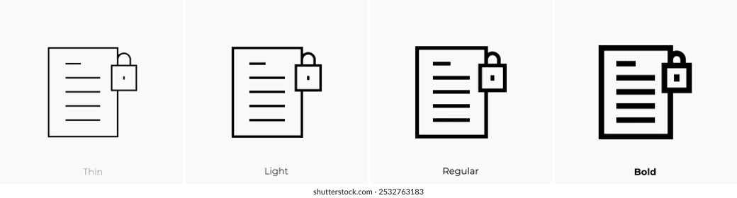 summary secret icon. Thin, Light Regular And Bold style design isolated on white background