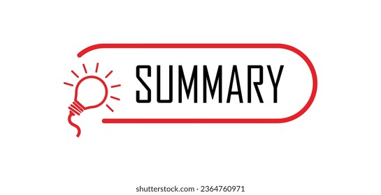 summary sign on white background