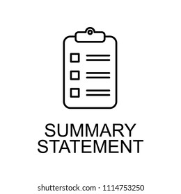 summary statement line icon. Element of human resources signs with name for mobile concept and web apps. Thin line summary statement line icon can be used for web and mobile on white background