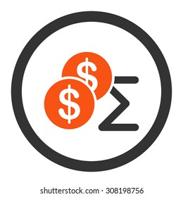 Summary vector icon. This flat rounded symbol uses orange and gray colors and isolated on a white background.