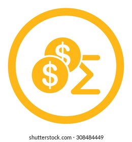 Summary vector icon. This flat rounded symbol uses yellow color and isolated on a white background.