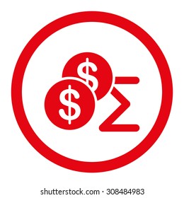 Summary vector icon. This flat rounded symbol uses red color and isolated on a white background.