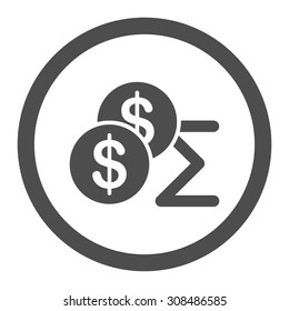 Summary vector icon. This flat rounded symbol uses gray color and isolated on a white background.