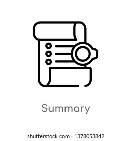 summary vector line icon. Simple element illustration. summary outline icon from technology concept. Can be used for web and mobile