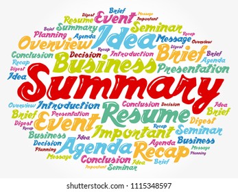 Summary word cloud collage, business concept background