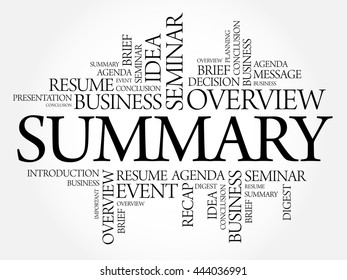 Summary word cloud collage, business concept background